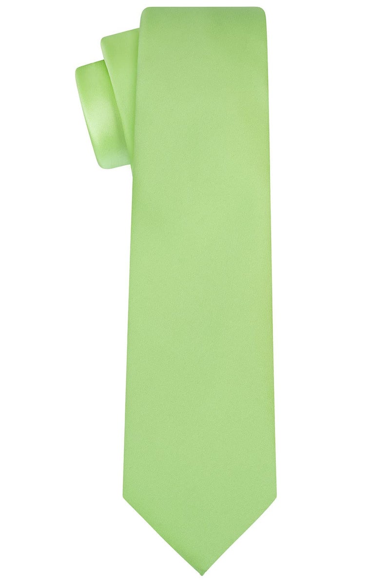 KissTies Mens Lime Green Tie Satin Meadow Necktie + Gift Box - Image 3